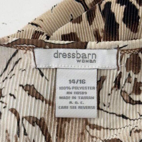 Dressbarn Womens Animal Print V-Neck Top Blouse 14-16 Ring Accent Pleated Fabric - Picture 3 of 9